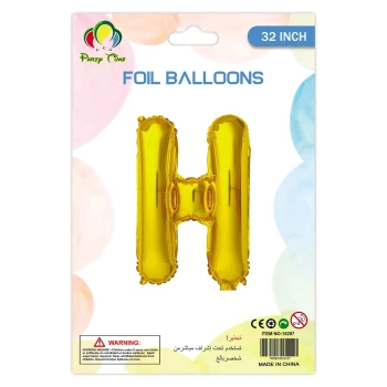 32″ Letter H Foil Balloon, Gold