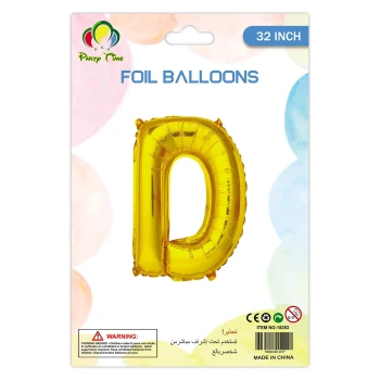 32″ Letter D Foil Balloon, Gold