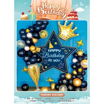 70pcs DIY Birthday Party Decoration, Blue & Gold Theme Balloons Party Supplies