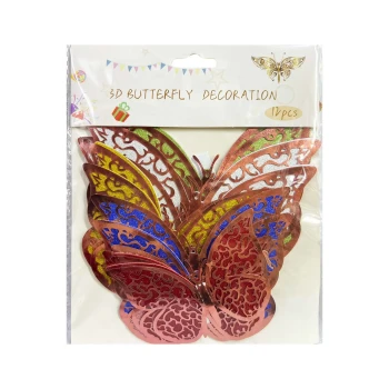 12pcs Set of 3D Butterfly Stickers - Butterfly Theme Party Decorations