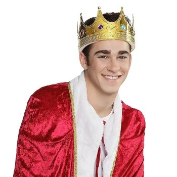 1pc Adjustable Jeweled King Crown with Foam, Costume Accessories - Gold
