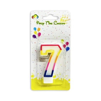 Number 7 Candle, Multicolor - Birthday Candle