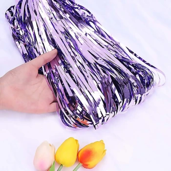 1mx2m Shiny Foil Fringe Curtain - Light Purple