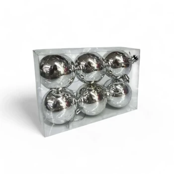 6pcs 6cm Silver Christmas Balls, Christmas Tree Ornaments