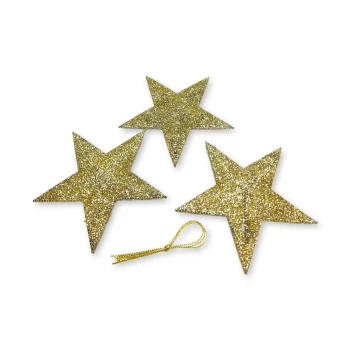 3pcs 11cm Gold Glittery Stars Ornaments, Christmas Tree Ornaments