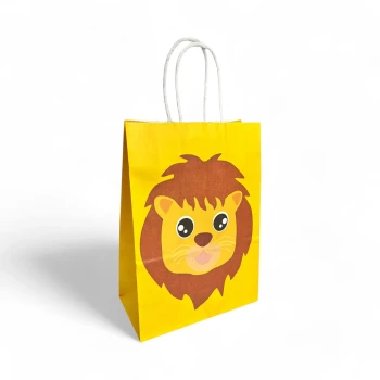 12-Pieces 22x15x8cm Lion Paper Bags - Animal Theme Birthday Party Favor Bags