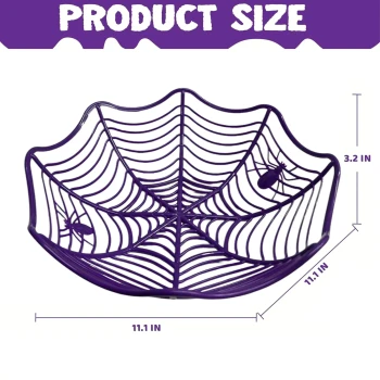 1pc Spider Web Basket Bowl, Halloween Trick or Treat Candy Holder - Purple