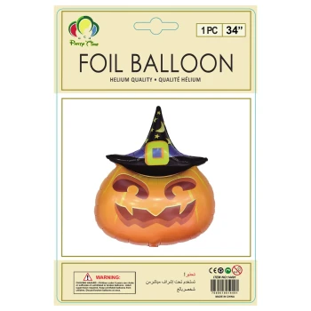1-Piece 34″ Scary Pumpkin Foil Balloon - Halloween Balloon Decoration