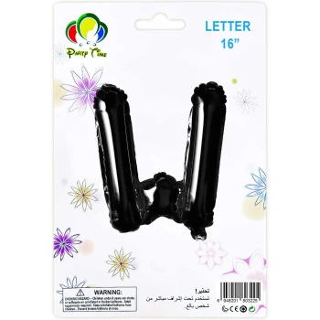 16″ Letter W Foil Balloon, Black