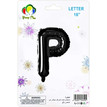 16″ Letter P Foil Balloon, Black