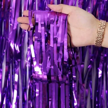 1mx2m Shiny Foil Fringe Curtain - Purple