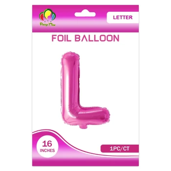 16″ Letter L Foil Balloon, Pink