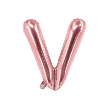 16″ Letter V Foil Balloon, Rose Gold