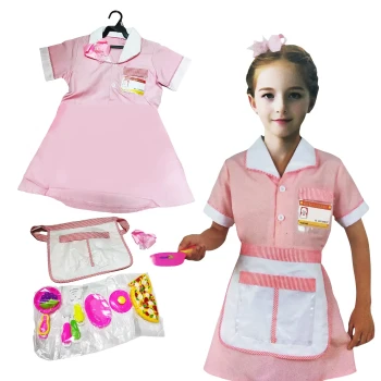 Kid’s Lady Cook/Chef Costume, Pink - 3 to 7 Years Old
