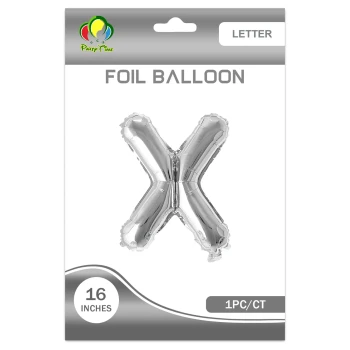 16″ Letter X Foil Balloon, Silver