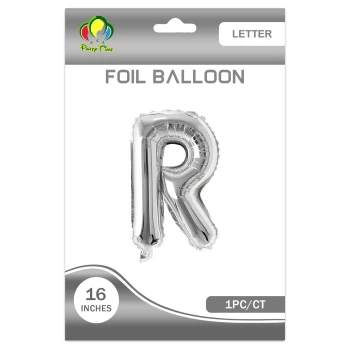 16″ Letter R Foil Balloon, Silver