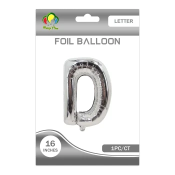 16″ Letter D Foil Balloon, Silver