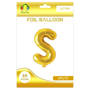 16″ Letter S Foil Balloon, Gold