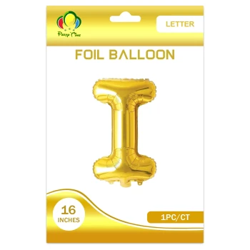 16″ Letter I Foil Balloon, Gold