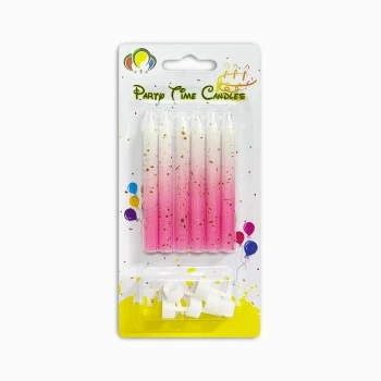 6pcs Gold Sprinkled Birthday Candles, Pink