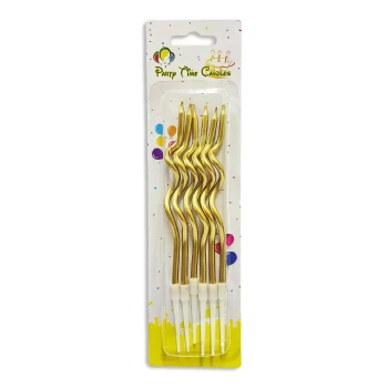 6pcs Metallic Curly Spiral Birthday Candles, Gold