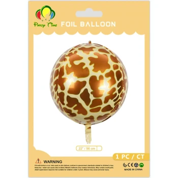 1-Piece 22″ Giraffe Orb Foil Balloon - Animal Balloon