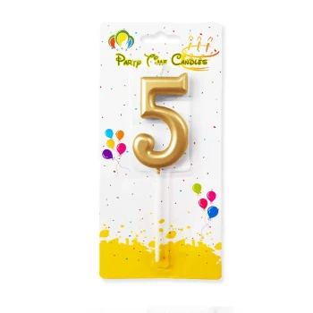 Number 5 Candle, Gold - Birthday Candle