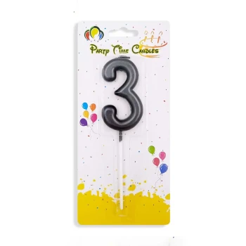 Number 3 Candle, Black - Birthday Candle