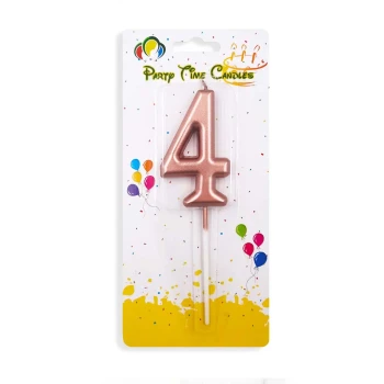 Number 4 Candle, Rose Gold - Birthday Candle