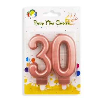 Number 30 Birthday Candle, Rose Gold