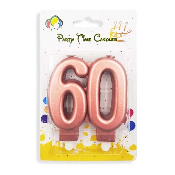 Number 60 Birthday Candle, Rose Gold