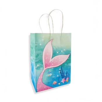 12-Pieces 22x15x8cm Mermaid Paper Bags - Theme Birthday Party Favor Bags