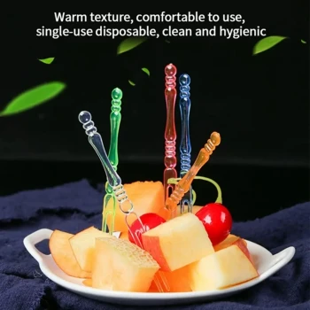12-Pieces 11cm Clear Fruit Forks, Mini Dessert & Cocktail Sticks