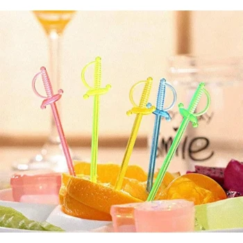12-Pieces 8.5cm Colorful Sword Fruit Picks, Mini Dessert & Cocktail Sticks