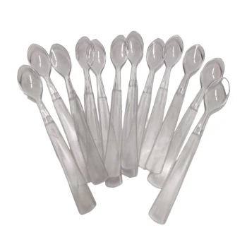 12-Pieces 11cm Clear Plastic Spoons, Mini Dessert Cutlery