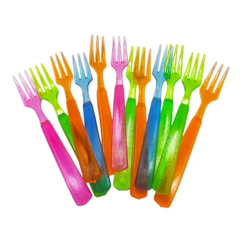 12-Pieces 11cm Colorful Plastic Fruit Forks, Mini Dessert Cutlery