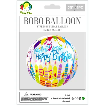 1pc 20inch Clear Bobo Balloons, Bubble Balloons - Colorful Happy Birthday