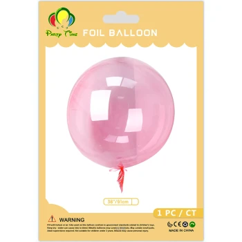 1pc 36inch Clear Bobo Balloons, Bubble Balloons - Red