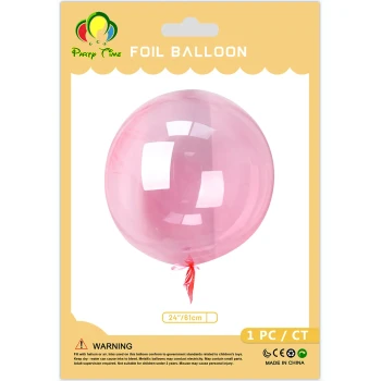1pc 24inch Clear Bobo Balloons, Bubble Balloons - Red
