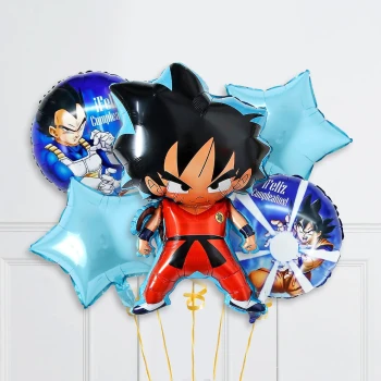 5-Pieces Goku Dragon Ball Foil Balloons Set - Birthday Party Decorations