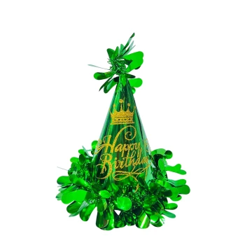 1pc 20cm Shiny Green Happy Birthday Party Hats, Party Favors