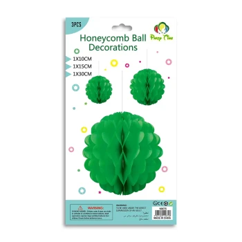 3-Pieces Set of Dark Green Hanging Honeycomb - Party Decoration