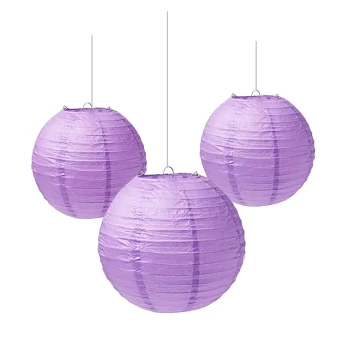 3-Pieces Lavender LED Paper Lanterns - Party Decoration