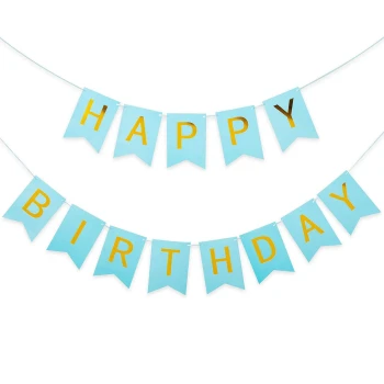 Happy Birthday Banner, Light Blue - Party Decorations