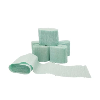 6-Pieces 4.5cm x 2.5meters Crinkled Crepe Paper Streamers - Light Blue
