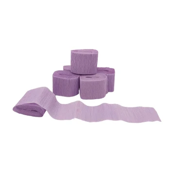 6-Pieces 4.5cm x 2.5meters Crinkled Crepe Paper Streamers - Pastel Purple