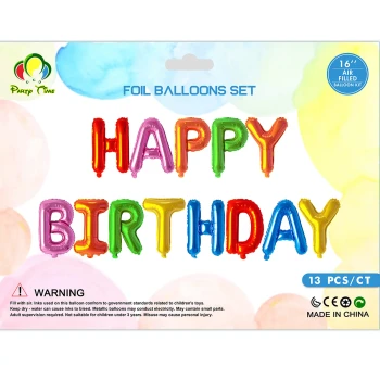 16″ Happy Birthday Foil Balloons Set - Rainbow