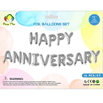 16″ Happy Anniversary Foil Balloon Set - Silver