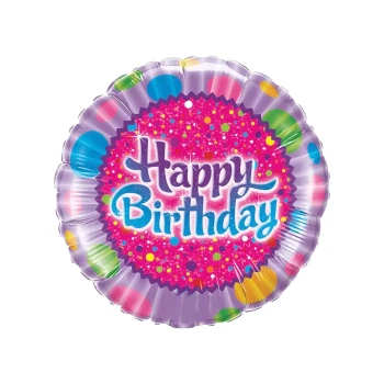 1 Piece 18inch Colorful Dotted Happy Birthday Foil Balloon