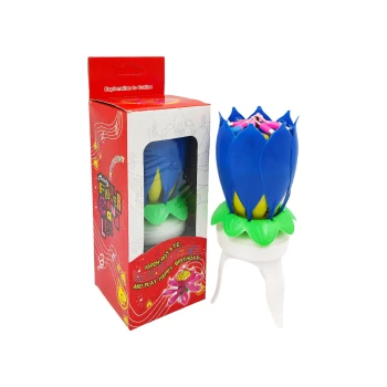 1pc Tri-stand Flower Musical Birthday Candle, Blue